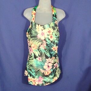 Tropical print one-piece swimsuit